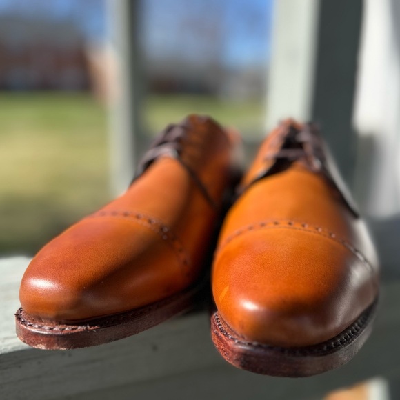 ALLEN EDMONDS NWOB 10.5 Clifton Cap Toe Lace Up Oxford Walnut Calfskin Shoes USA - Picture 2 of 16